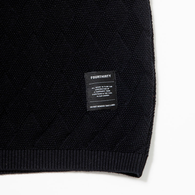430(フォーサーティー)/ S/S LEAF KNIT POLO -BLACK-