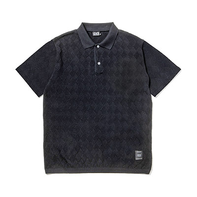 430(フォーサーティー)/ S/S LEAF KNIT POLO -BLACK-