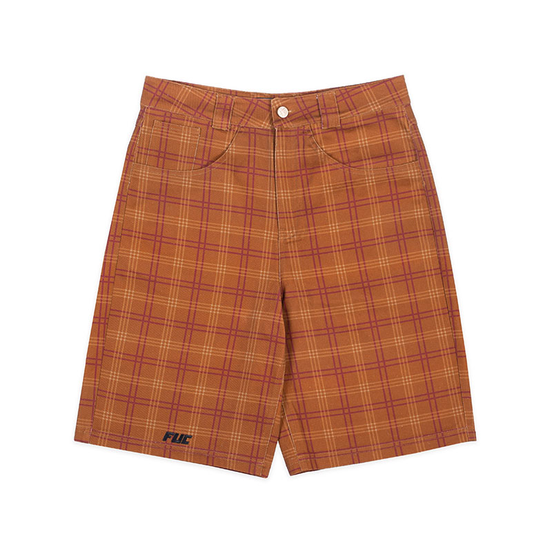 FUC(Fack Up Clothes)/ FF FLANNEL JORTS -BROWN-