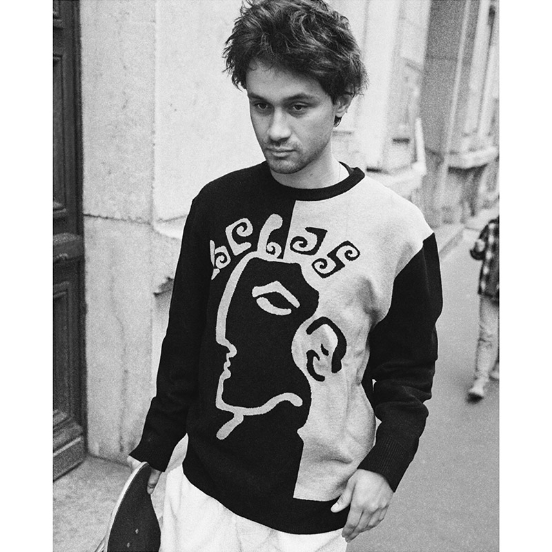 HELAS(ヘラス)/ DIEU GREC CREWNECK KNIT -BLACK/GREY-