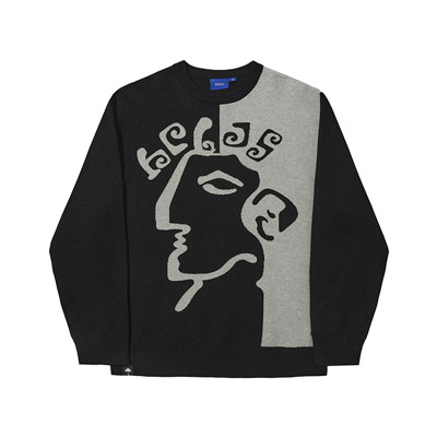 HELAS(ヘラス)/ DIEU GREC CREWNECK KNIT -BLACK/GREY-