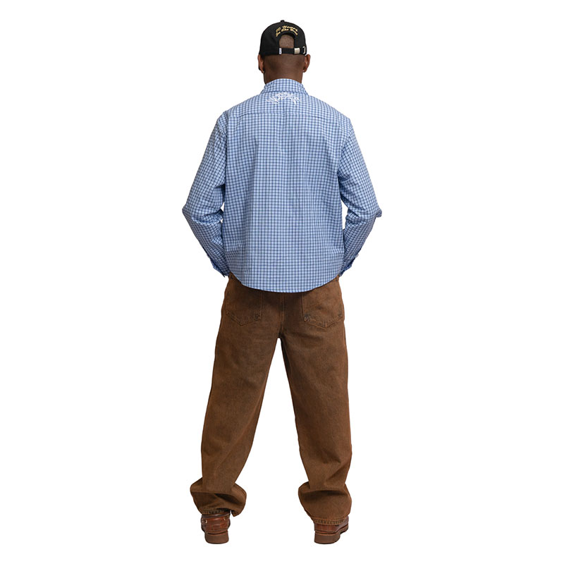 Hoddle Skateboards（ホドル）/ PRIMARY LOGO SHIRT -GINGHAM BLUE-