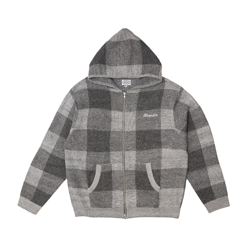 Hoddle Skateboards（ホドル）/ HODDLE MOHAIR CHECK ZIP UP GOOD -GREY-