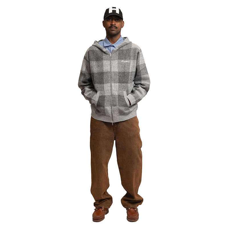 Hoddle Skateboards（ホドル）/ HODDLE MOHAIR CHECK ZIP UP GOOD -GREY-