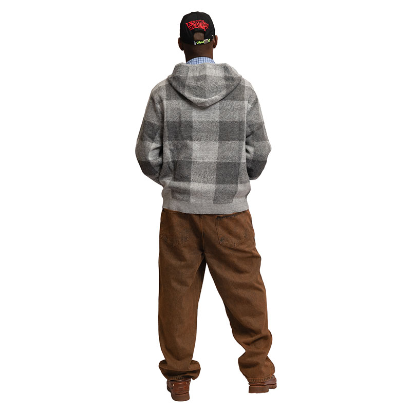 Hoddle Skateboards（ホドル）/ HODDLE MOHAIR CHECK ZIP UP GOOD -GREY-