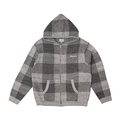 Hoddle Skateboards（ホドル）/ HODDLE MOHAIR CHECK ZIP UP GOOD -GREY-