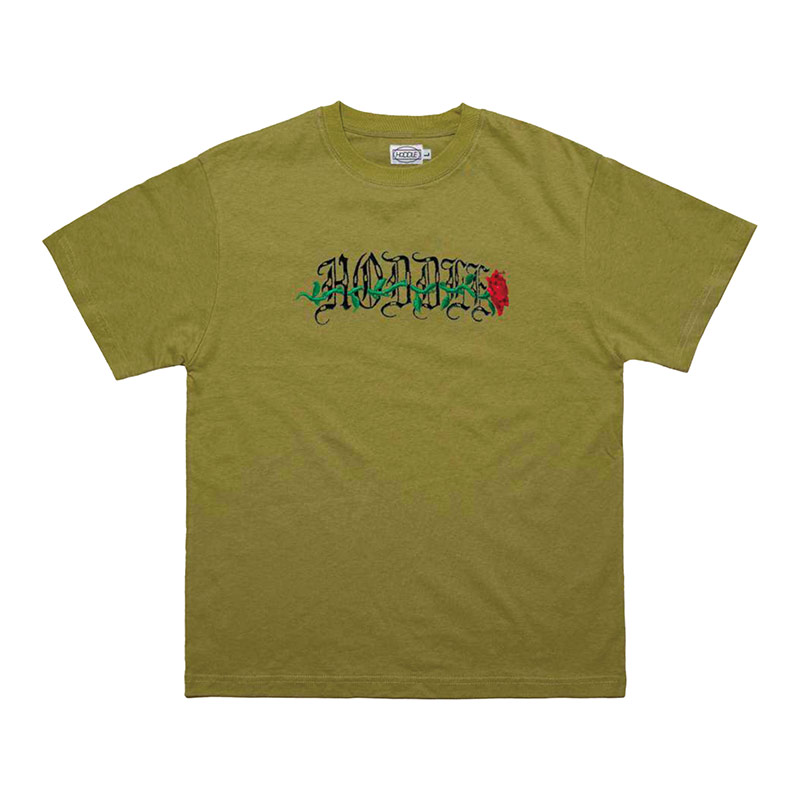 Hoddle Skateboards（ホドル）/ HODDLE ROSE EMBROIDERY TEE -VINTAGE GREEN-