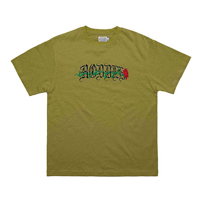 Hoddle Skateboards（ホドル）/ HODDLE ROSE EMBROIDERY TEE -VINTAGE GREEN-