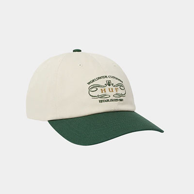HUF(ハフ)/ WORLDWIDE CLOTHIERS 6 PANEL CV HAT -GREEN-