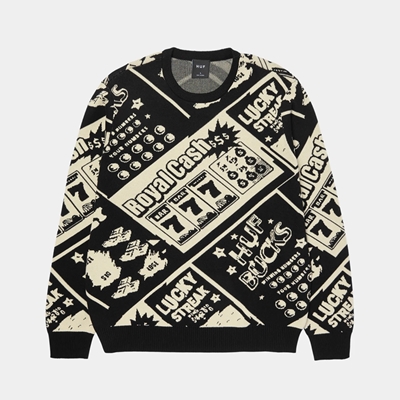 HUF(ハフ)/ LUCKY CREWNECK SWEATER -BLACK-