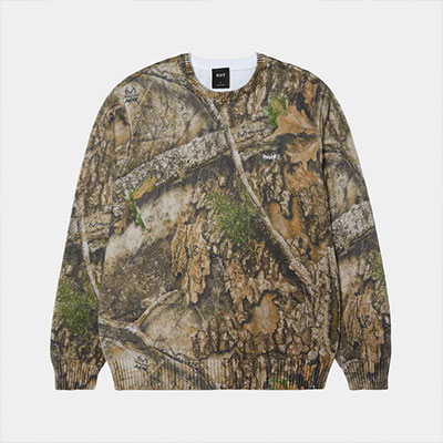 HUF(ハフ)/ HUF × REALTREE CREWNECK SWEATER