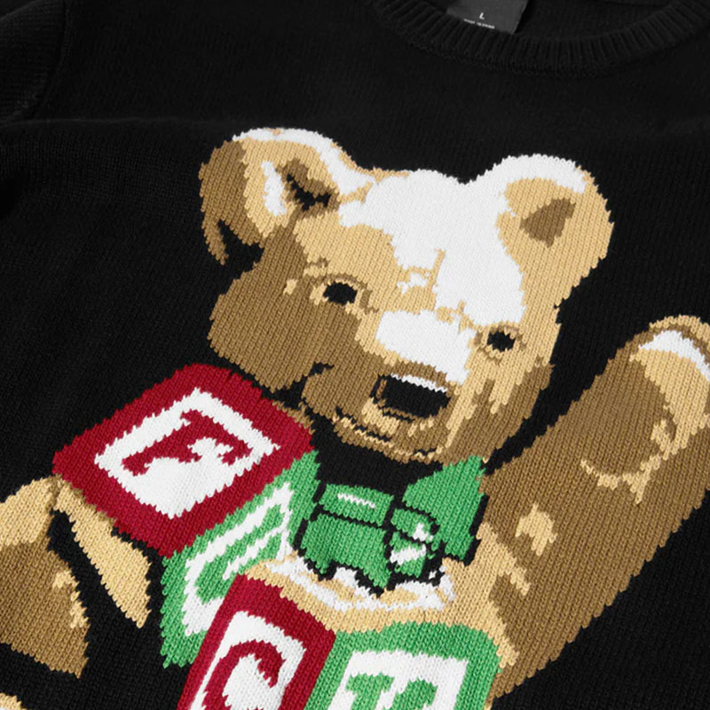 HUF(ハフ)/ GIFT BEAR INTARSIA SWEATER -BLACK-
