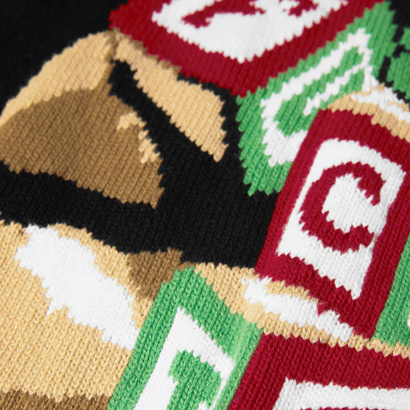 HUF(ハフ)/ GIFT BEAR INTARSIA SWEATER -BLACK-