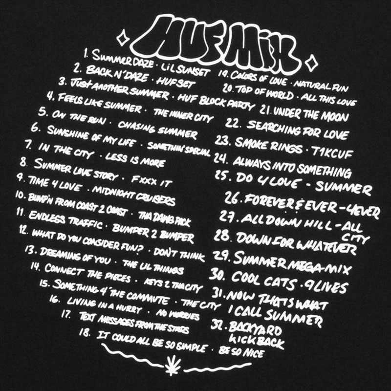 HUF(ハフ)/ PLAYLIST SS TEE -2.COLOR-