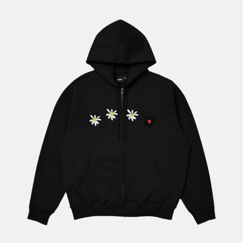 LABROS(ラブロス)/ 4 DAISIES TERRY ZIP UP HOODIE -2COLOR-(BLACK)