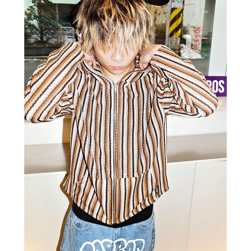 LABROS(ラブロス)/ MESH HOODED ZIP UP -BROWN-