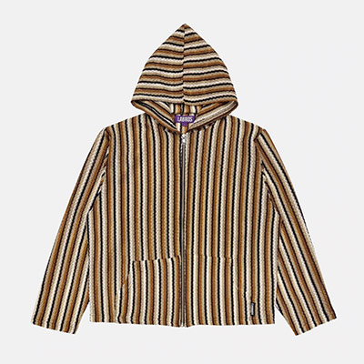 LABROS(ラブロス)/ MESH HOODED ZIP UP -BROWN-