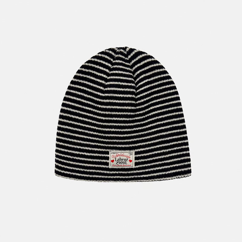 LABROS(ラブロス)/ STRIPE SHORT BEANIE -2.COLOR-(BLACK)