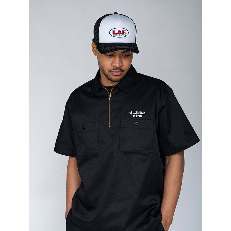 LFYT(エルエフワイティー)/ DICKIES × LFYT HALF ZIP WORK SHIRT -BLACK-