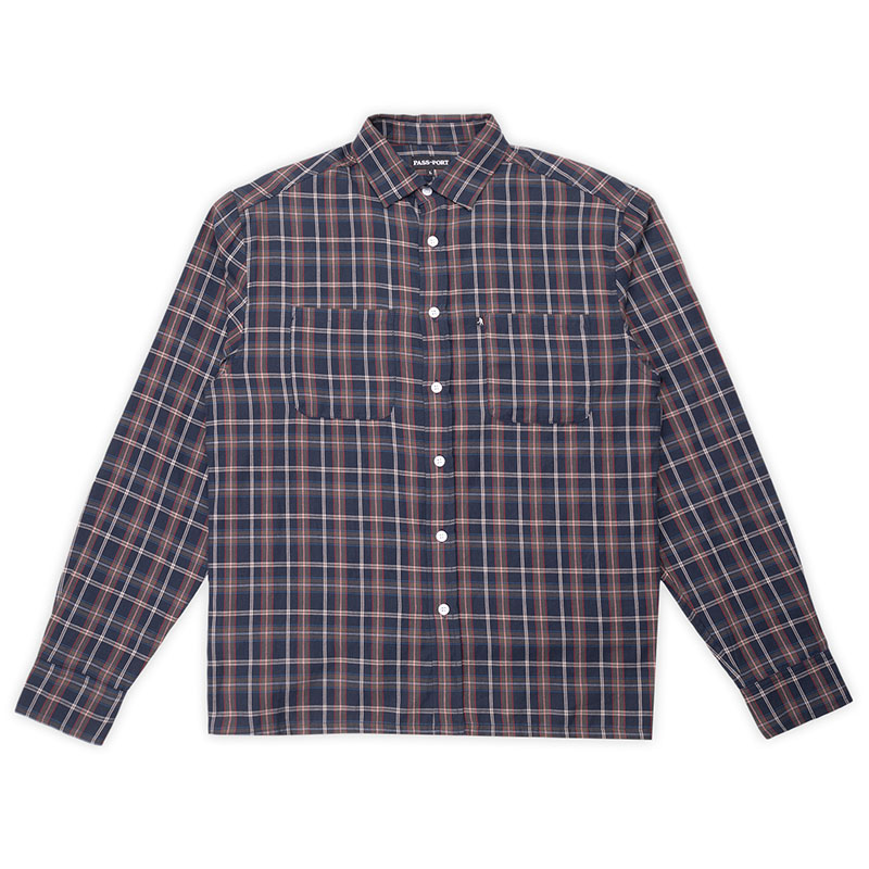 PASS PORT(パスポート)/ Workers Check Shirt Long-sleeve R44 -2.COLOR-(NAVY)