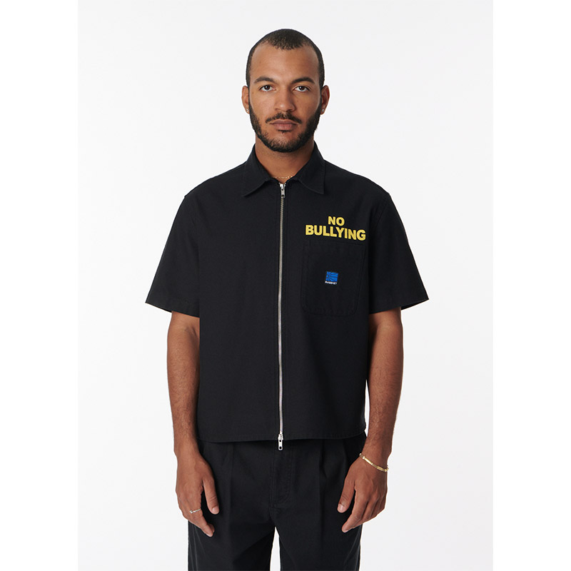 RASSVET(ラスベート)/ NO BULLYING SS ZIP SHIRT -BLACK-