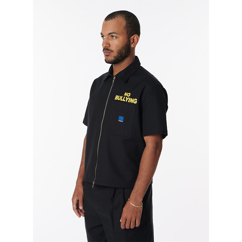 RASSVET(ラスベート)/ NO BULLYING SS ZIP SHIRT -BLACK-