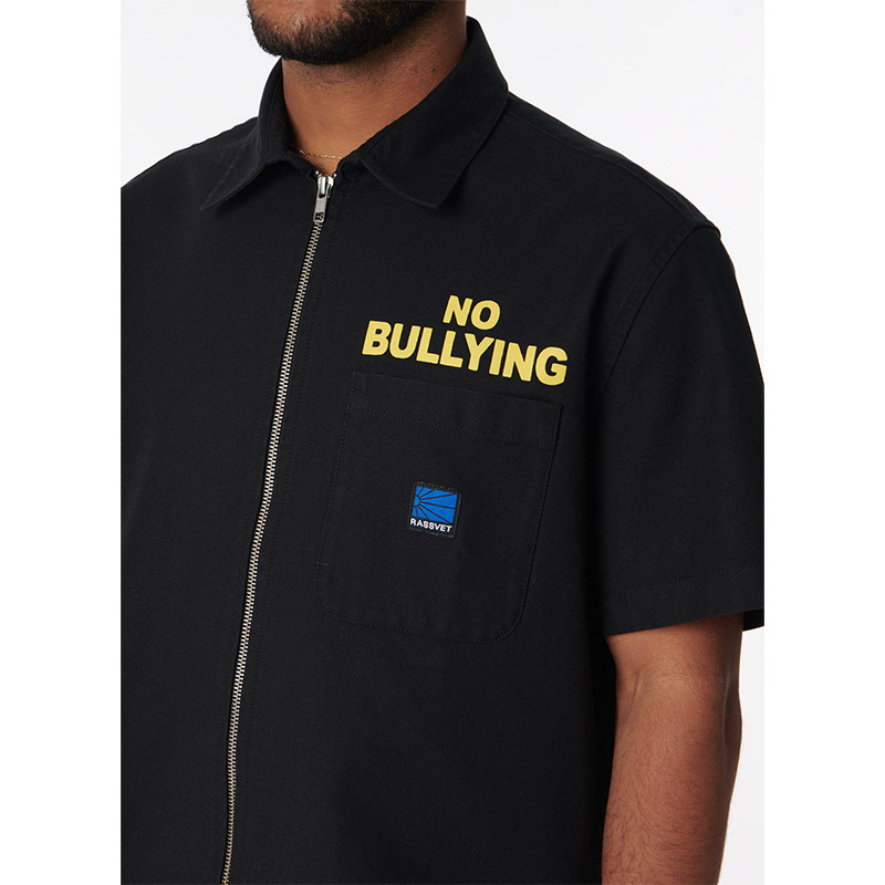 RASSVET(ラスベート)/ NO BULLYING SS ZIP SHIRT -BLACK-
