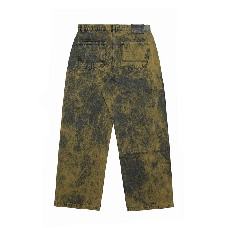 RASSVET(ラスベート)/ ACID WASH BAGGY DENIM PANTS -GREEN-