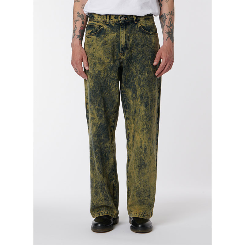 RASSVET(ラスベート)/ ACID WASH BAGGY DENIM PANTS -GREEN-