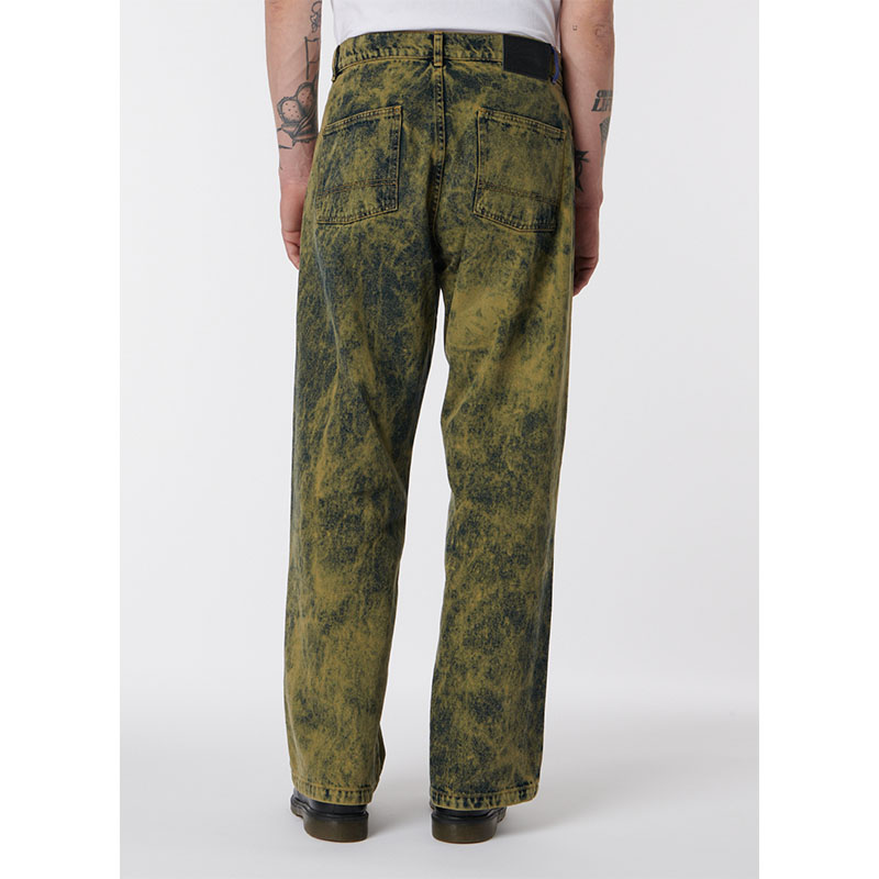 RASSVET(ラスベート)/ ACID WASH BAGGY DENIM PANTS -GREEN-