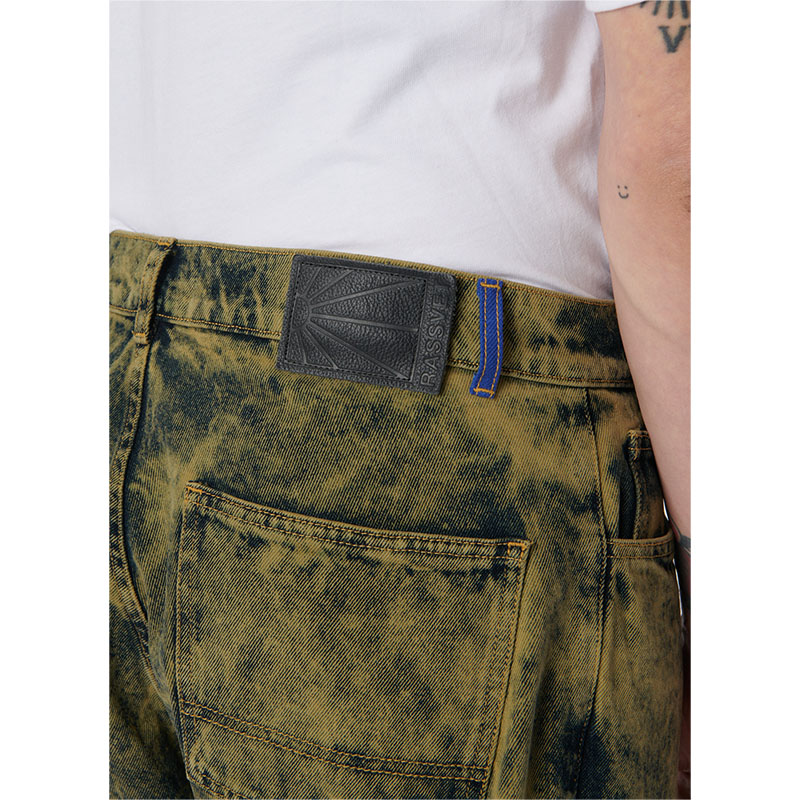 RASSVET(ラスベート)/ ACID WASH BAGGY DENIM PANTS -GREEN-