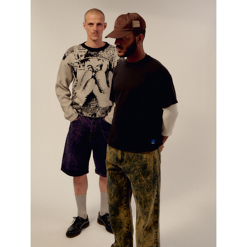 RASSVET(ラスベート)/ ACID WASH BAGGY DENIM PANTS -GREEN-