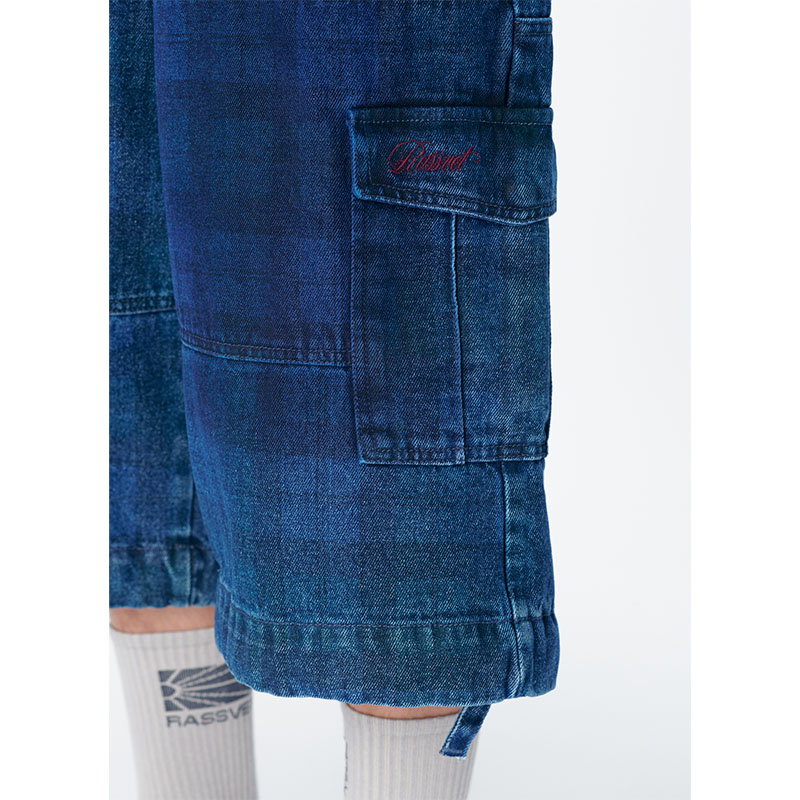 RASSVET(ラスベート)/ ALLOVER PRINTED DENIM CARGO 3/4 PANTS -MULTI-