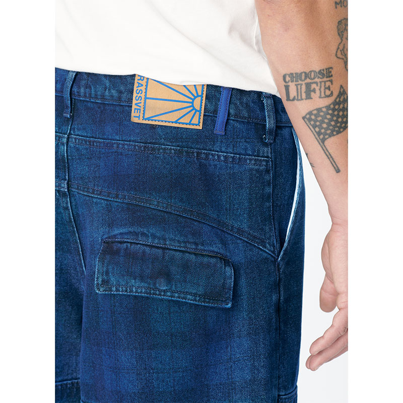 RASSVET(ラスベート)/ ALLOVER PRINTED DENIM CARGO 3/4 PANTS -MULTI-