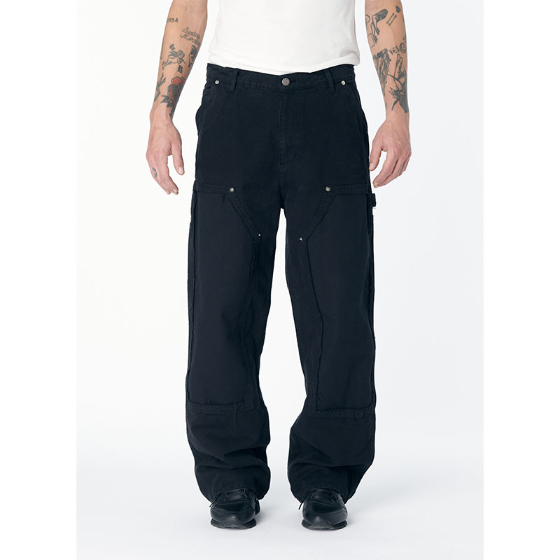 RASSVET(ラスベート)/ VINTAGE WAHE CANVAS DISTRESSED DOUBLE KNEES -BLACK-
