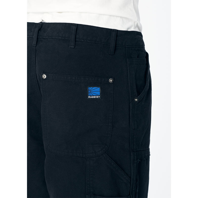 RASSVET(ラスベート)/ VINTAGE WAHE CANVAS DISTRESSED DOUBLE KNEES -BLACK-