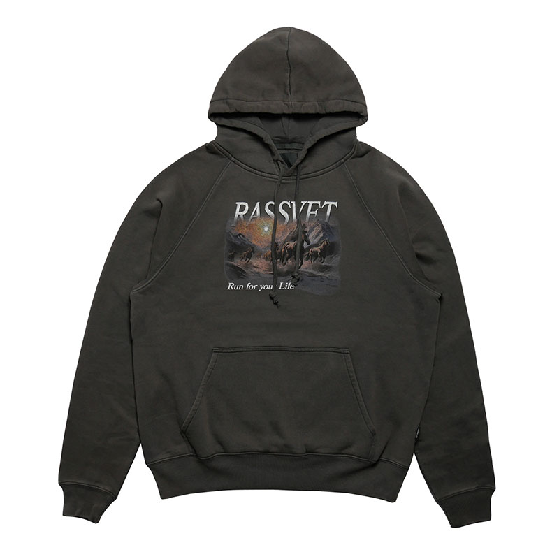 RASSVET(ラスベート)/ HORSES RAGLAN HOODIE -BLACK-