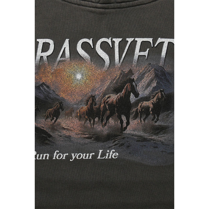 RASSVET(ラスベート)/ HORSES RAGLAN HOODIE -BLACK-