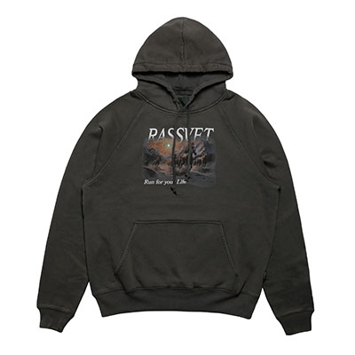 RASSVET(ラスベート)/ HORSES RAGLAN HOODIE -BLACK-
