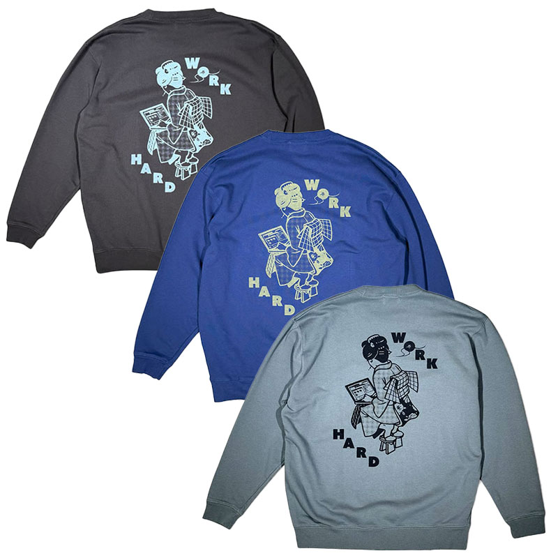 坩堝-RUTSUBO-(ルツボ)/ WORKHARD/必殺仕事人 CREW SWEAT (RUTSUBO×YU SUDA ) -3.COLOR-