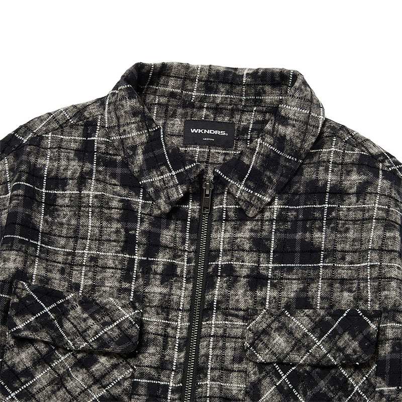 WKNDRS(ウィーケンダーズ)/ CHECKERED ZIP-UP SHIRT -BLACK-