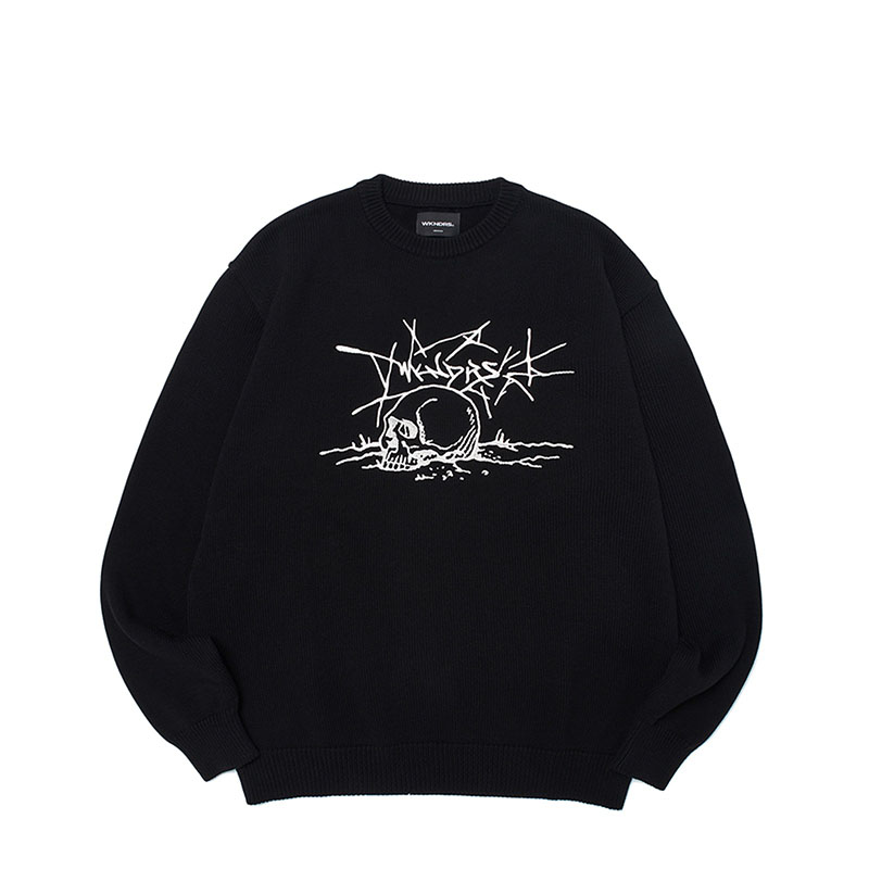 WKNDRS(ウィーケンダーズ)/ SKULL KNITTED SWEATER -BLACK-