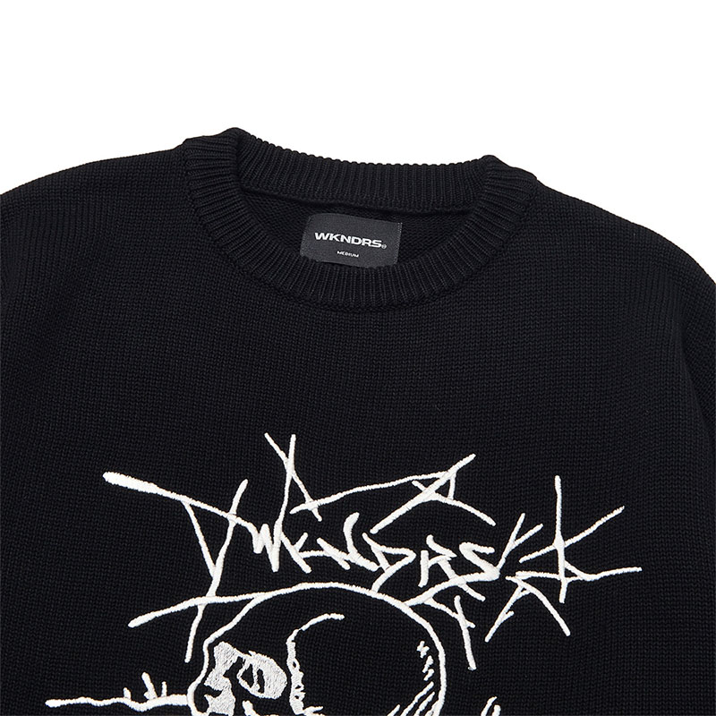 WKNDRS(ウィーケンダーズ)/ SKULL KNITTED SWEATER -BLACK-