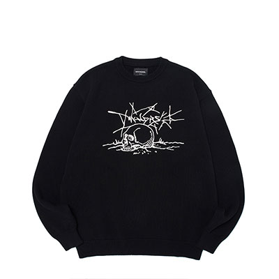 WKNDRS(ウィーケンダーズ)/ SKULL KNITTED SWEATER -BLACK-