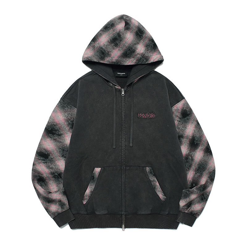 WKNDRS(ウィーケンダーズ)/ CHECKERED ZIPUP HOODIE -2.COLOR-(CHRACOAL)