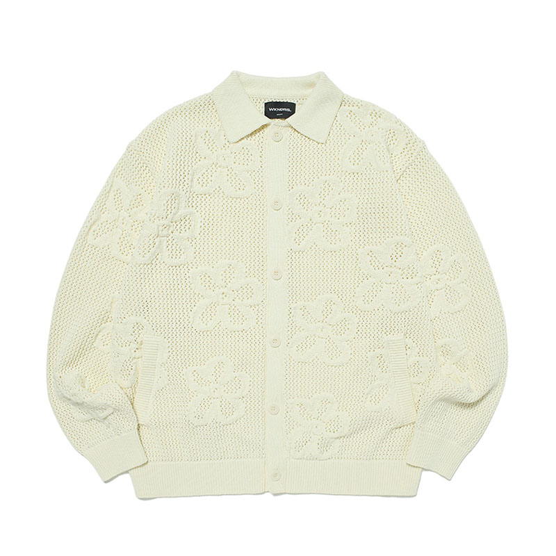 WKNDRS(ウィーケンダーズ)/ FLORAL CROCHET CARDIGAN -IVORY-