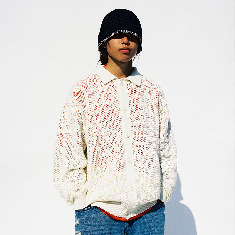WKNDRS(ウィーケンダーズ)/ FLORAL CROCHET CARDIGAN -IVORY-