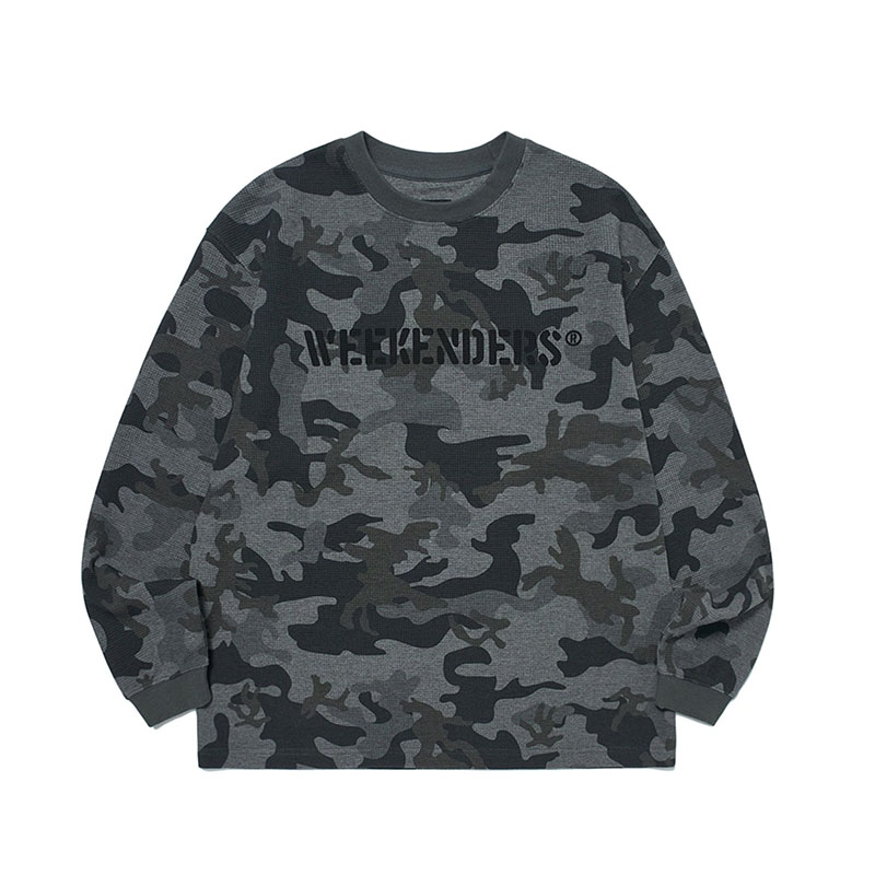 WKNDRS(ウィーケンダーズ)/ CAMO WAFFLE LS T-SHIRT -2.COLOR-(D.GREY)