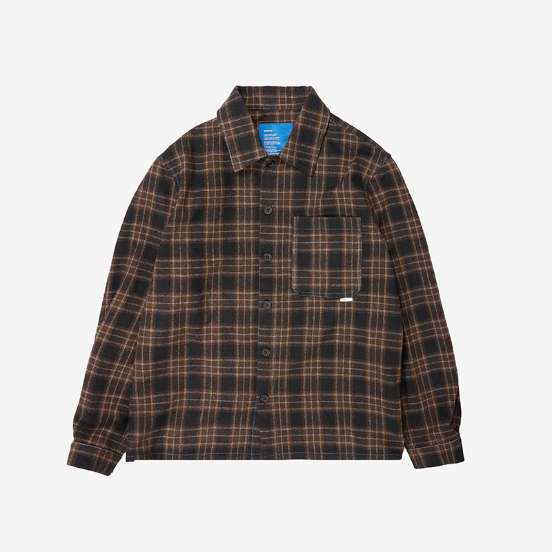 SCRT(エスシーアールティー/スクリーンテスト)/ Contrast-Stitched Flannel Shirt -BROWN-