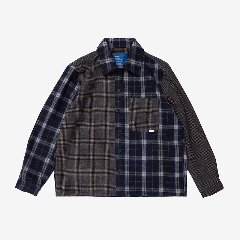 SCRT(エスシーアールティー/スクリーンテスト)/ Patchwork Flannel Shirt -BLUE-
